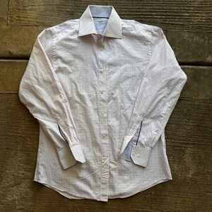 White and red checkered dress shirt for men